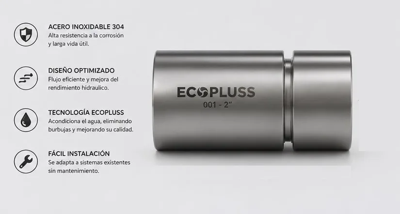 Detalle de la válvula ECOPLUSS en acero inoxidable